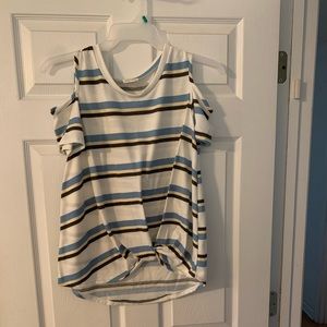 Peek-a-Boo Striped Shoulder Top